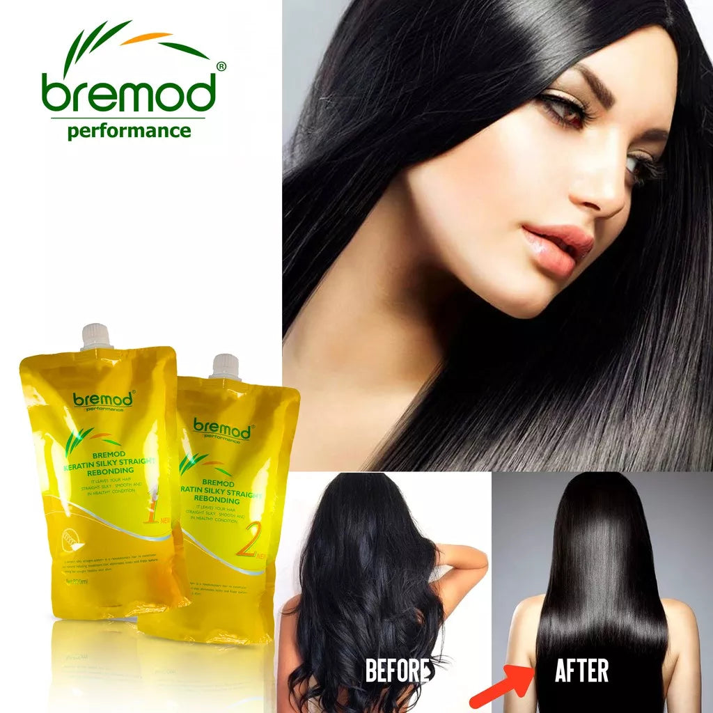 Bremod Performance Keratin Silky Straight Rebonding Set (No. 1 & 2) 800ml x2